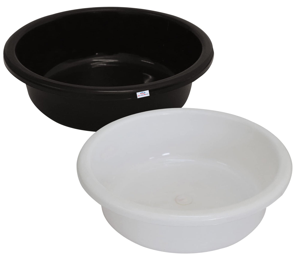 Heart Home Multiuses Plastic Knead Dough Basket/Basin Bowl For Home & Kitchen 6 Ltr- Pack of 2 (Black & White) 52HH3834