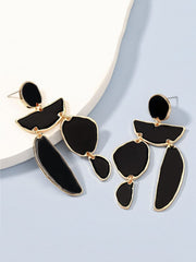 Yellow Chimes Black Earrings for Women Gold Plated Geometric Shape Danglers Earrings for Women and Girls