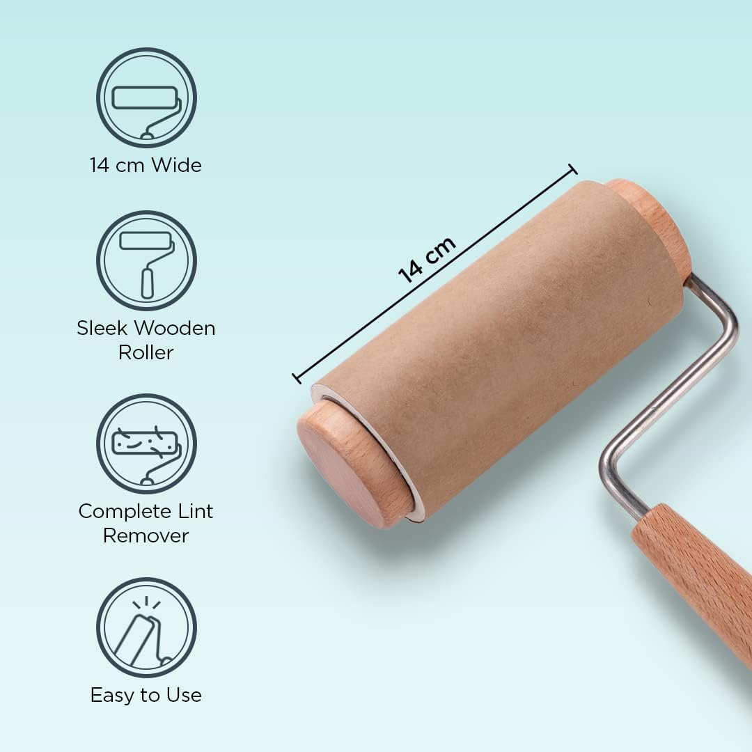 Kuber Industries Lint Roller | Wooden Lint Remover for Clothes | Pet Hair  Roller | Sticky Lint Remover | 3 Roller + 6 Replacement Rolls -Total 540