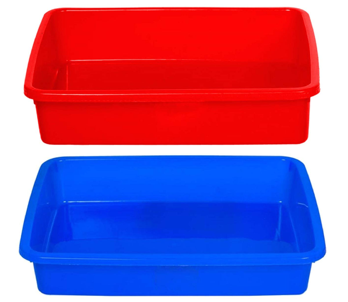 Kuber Industries Plastic 2 Pieces Large Size Stationary Office Tray, File Tray, Document Tray, Paper Tray A4 Documents/Papers/Letters/folders Holder Desk Organizer (Blue & Red)-CTKTC042821