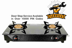 SigriWala Manual Gas Stove 2 Burner, Thermal Tempered Glass Cooktop, LPG Compatible, Black (ISI Certified, Door Step Service, 300 Days Warranty)