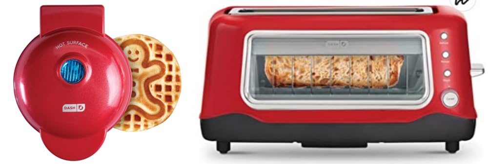 Dash Pop Up Bread Toaster (Toaster & Waffle Maker Combo (Red))