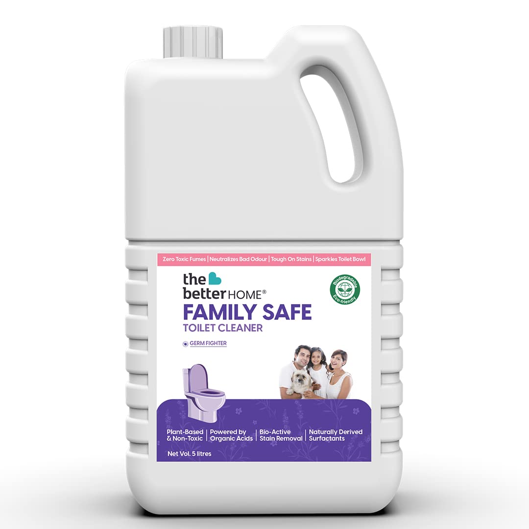 The Better Home Toilet Cleaner Liquid 5 Litres | Non Toxic & Biodegradable | Zero Toxic Fumes & Bio Active Stain Removal | Neutralises Bad Odour | Lavender Scented | 5 L