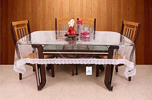 Kuber Industries PVC 6 Seater Transparent Dining Table Cover - Silver, (Model: VARC0709)