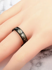Yellow Chimes Rings for Women and Girls Couple Rings | Valentines Special Black HeartBeat Proposal Couple Ring For Girls & Boys | Birthday Gifts For Women Valentine Gift for Girls