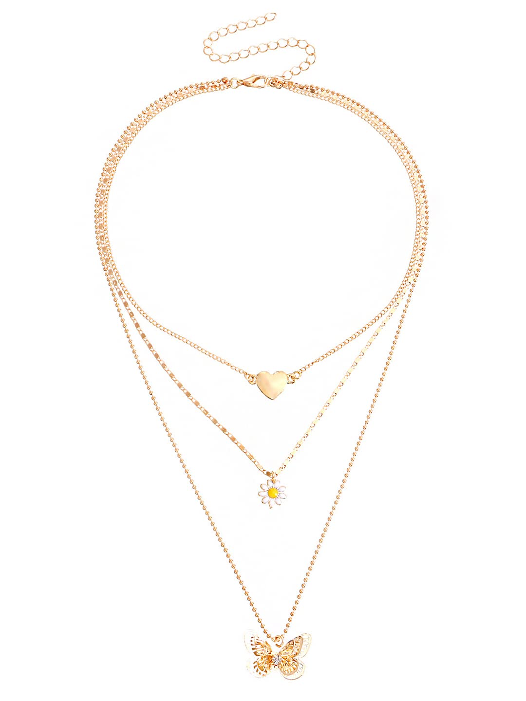 Yellow Chimes Necklace for Women and Girls Fashion Gold Layered Necklace | Gold Plated Evil Eye Western Multilayer Chain Necklace For women | Birthday Gift for Girls & Women Anniversary Gift for Wife