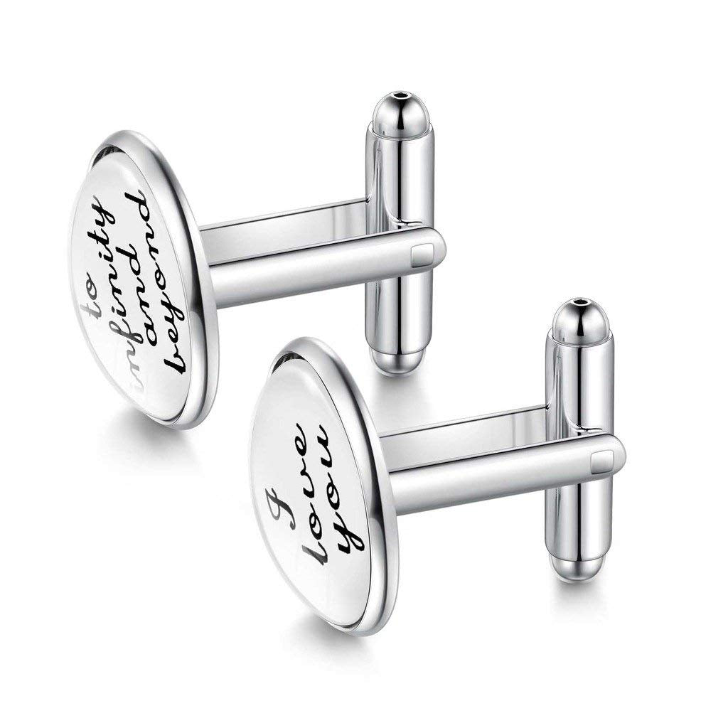Yellow Chimes Cufflinks for Men Elegant Gift Infinity Love Message Stainless Steel Silver Cuff Links for Men and Boys.