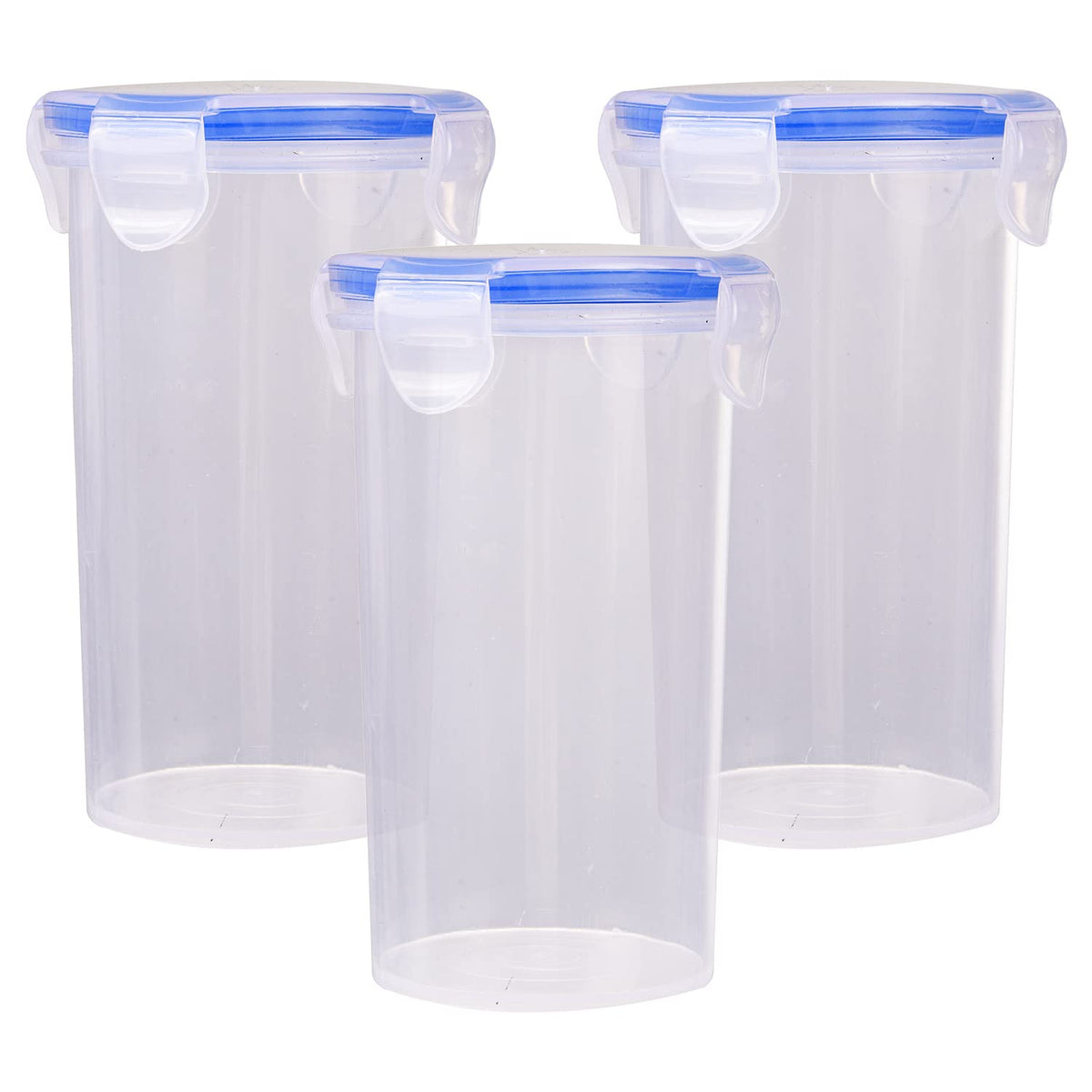 Kuber Industries klick n Seal Glass|Durable Plastic Airtight Glass Container with Lid|Leak Proof Container for Kitchen & Travel|400 ML|Pack of 3 (Transparent)