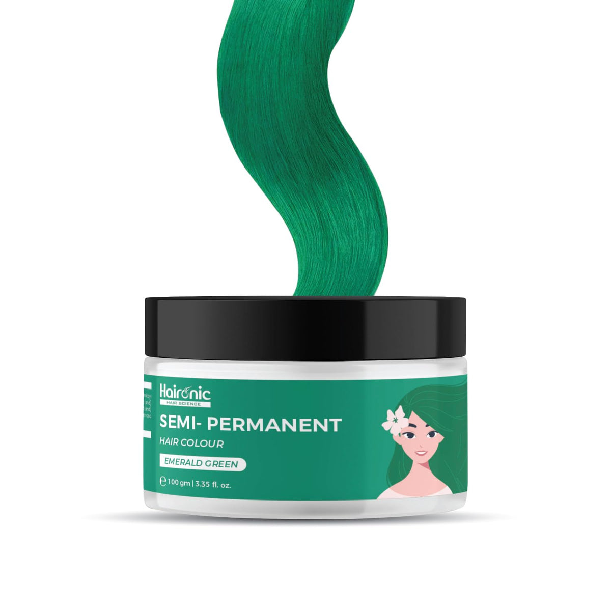 Haironic Emerald Green Semi-Permanent Hair Color|Enriched with Moroccan Argan oil, Silk Protein and Keratin Protein | Temporary Grey Hair Color| Easy Home Application, Perfect for Women & Men – 100gm