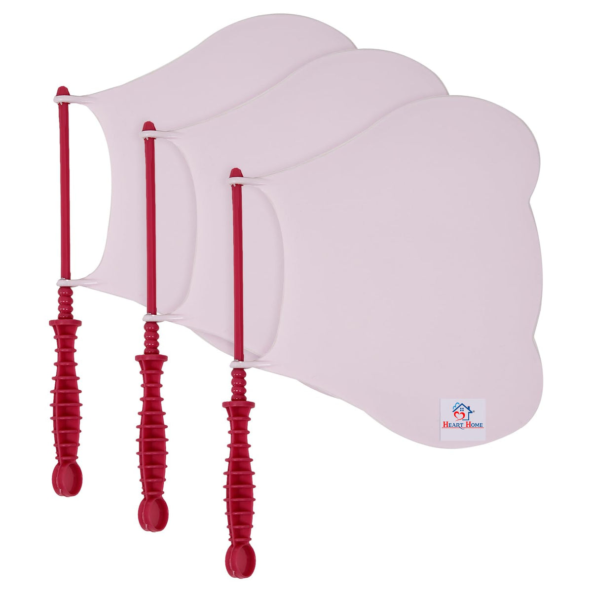 Heart Home Hand Fan | Plastic Hath Pankha | Hand Fan for Summer | Beejna for Natural Air | Caty Fan | Useful for Travel | Hand Fan for Cool Air | Pack of 3 | Pink