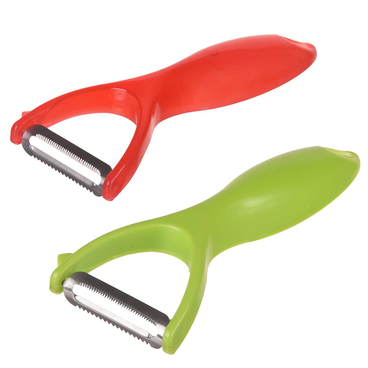 Kuber Industries Peeler|Plastic Vegetable Peeler|Fruit Peeler|Non-Slip Handle|Steel Sharp Straight Blade|Y Shaped Peeler|Kitchen Peeler|Pack of 2 (Multicolor)