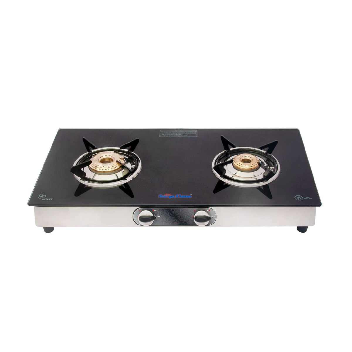 Surya Flame Supreme Gas Stove Glass Top | Stainless Steel Body | LPG Stove with Jumbo Burner & Spill Proof Design - 2 Years Complete Doorstep Warranty (2 Burner, 2)