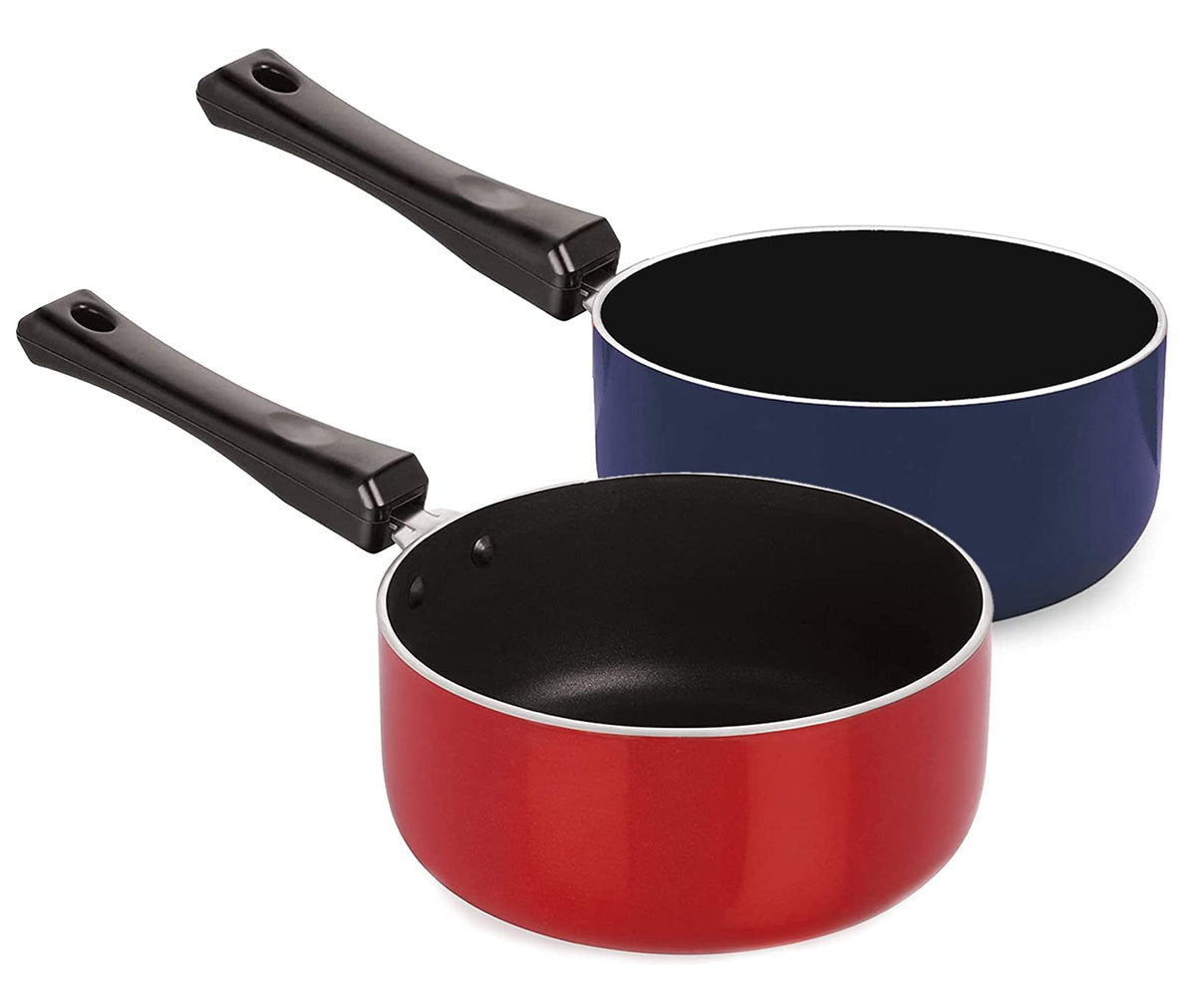 Heart Home Anodised Non Stick Tadka Pan, Spice Heating Pan, Mini Fry Pan with Handle- Pack of 2 (Multicolor)-HS40HEARTH23958