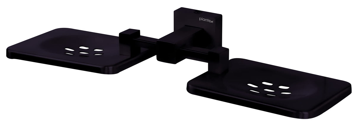 Plantex Splash Black Twin Soap Holder Stand for Bathroom and wash Basin (304 Stainless Steel)