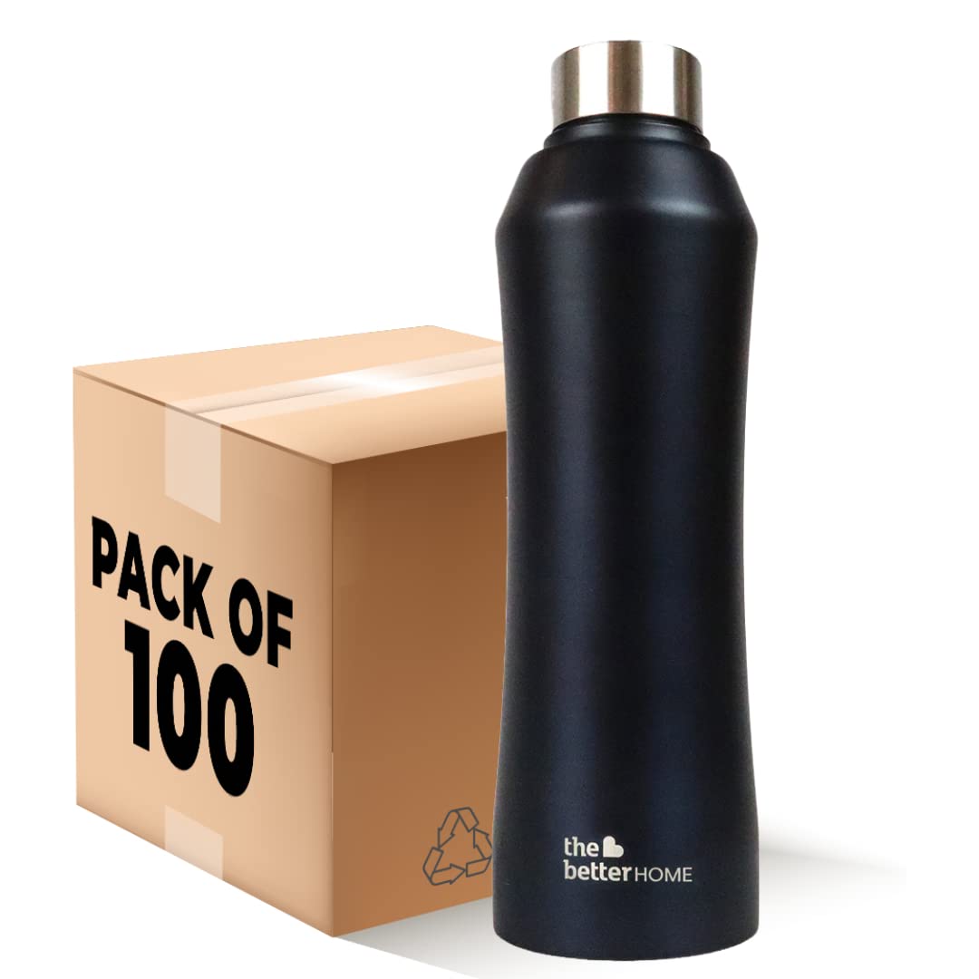 The Better Home Stainless Steel Water Bottle 1 Litre | Non-Toxic & BPA Free Water Bottles 1+ Litre | Rust-Proof, Lightweight, Leak-Proof & Durable Steel Bottle For Home, Office & School (Pack of 100)