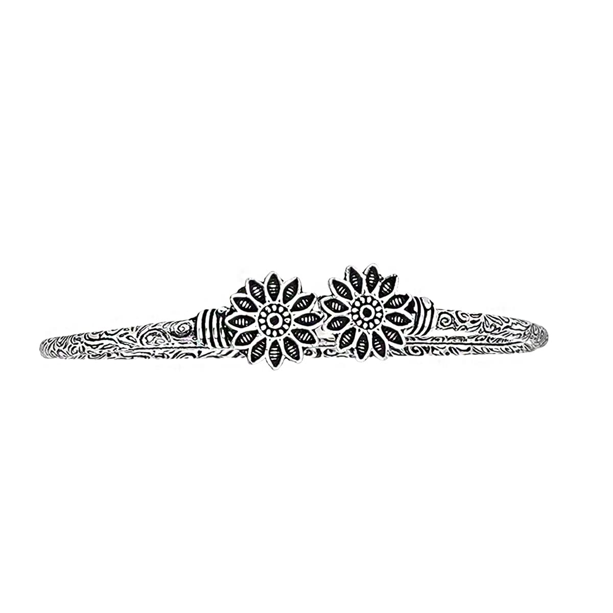 Teejh Purva Silver Oxidised Floral Bracelet For Women