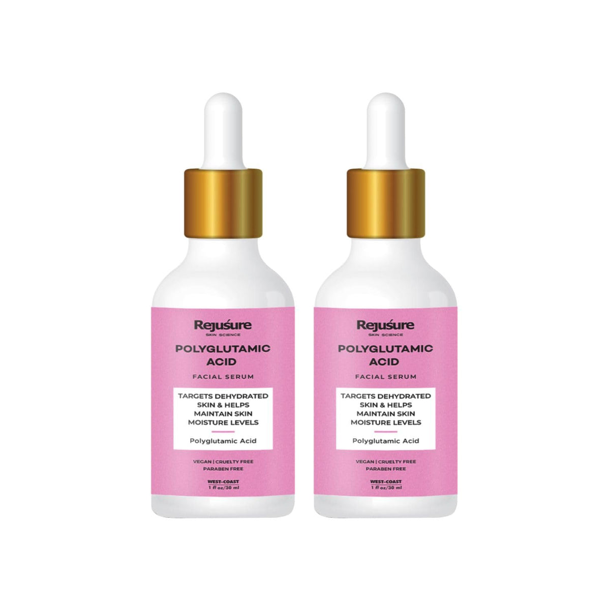 Rejusure Polyglutamic Acid Facial Serum Targets Dehydrated Skin & Helps Maintain Skin Moisture Levels – 30ml (Pack of 2)