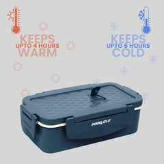 Pinnacle Prata Stainless Steel Insulated Lunch Box (750ml) | Lunch Box for Kids & Office Women | Leak Proof Lunch Box | Tiffin Box | Lunch Boxes for Office Men | Keeps Warm for 4hrs | Blue (Blue)