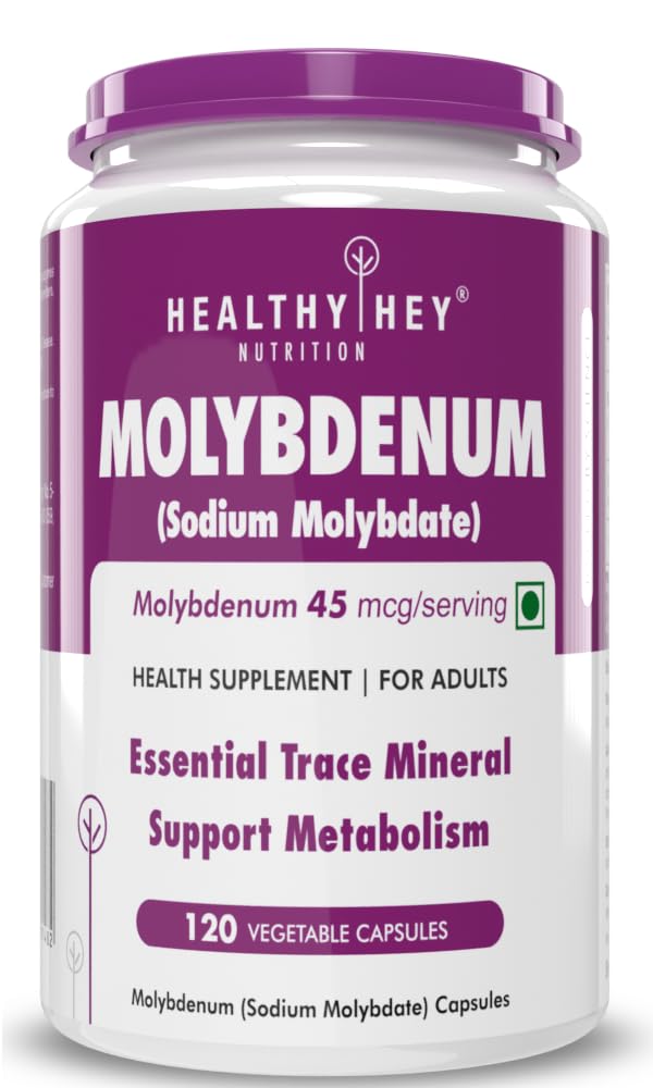 HealthyHey Nutrition Molybdenum - Trace Mineral Supplement for Liver Support and Detoxification of Environmental Toxins - 120 Capsules