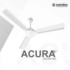 Candes Acura BLDC 1200mm/48inch Energy Saving High Speed Ceiling Fan with Remote, 2 Yrs. Warranty - (White)