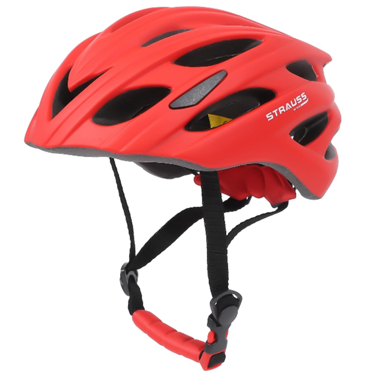 Strauss Veloguard Cycling Helmet | Light Weight with Superior Ventilation | Mountain, Road Bike & Skating Helmet with Adjustable Size | LED Safety Backlight | Ideal for Adults and Kids,(Red)