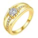 Yellow Chimes Rings for Men Sparkling Layer 18K Gold Plated Cubic Zircon Designed White Stone Crystal Ring for Women and Girls (Size US 8)
