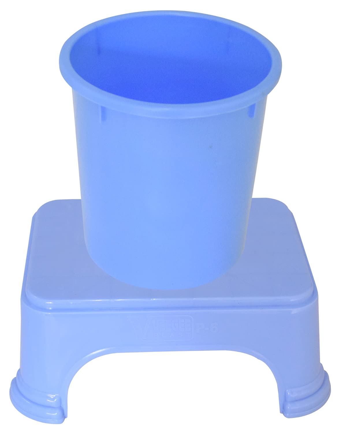 Kuber Industries 2 Pieces Plastic Bathroom Dustbin & Stool Set (Blue)