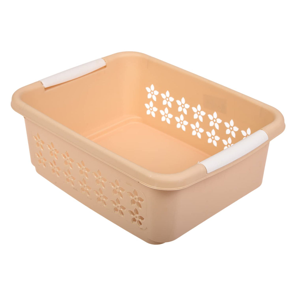 Kuber Industries Multipurpose Rectangle Shape Plastic Storage Basket for Kitchen, Fruit Basket, Office Table, Storage Organizer (Beige)