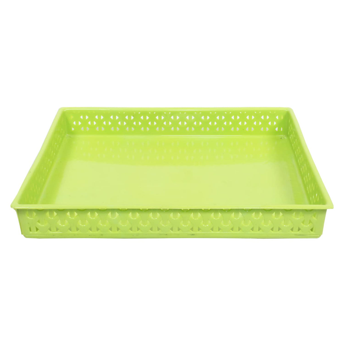 Kuber Industries Storage Tray|Versatile Plastic Storage Organizer|Rectangular Tray for Kitchen Storage|Storage Tray for Office|ALEXA-15 (Green)