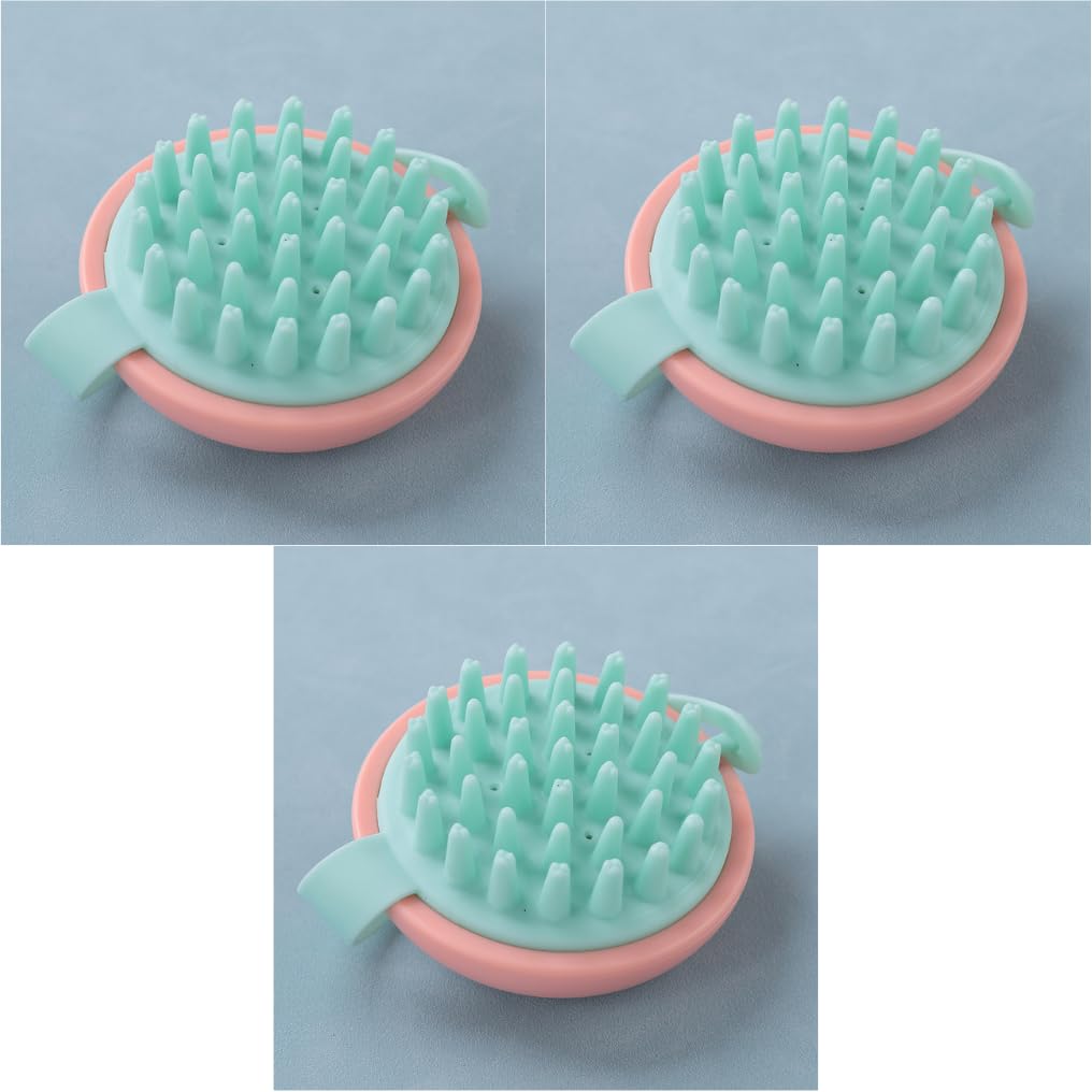 Umai Head Scalp Massager Shampoo Brush/Comb | Hair Massager for Hair Growth | Scalp Exfoliator for Dandruff Removal | Wet and Dry Haircare | Long and Soft Silicon Bristles (Pink,Pack of 3)