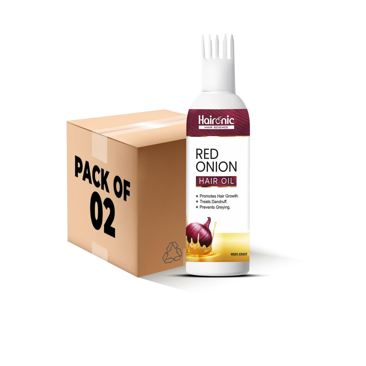 Haironic Hair Science Red Onion Oil- Anti Hair Loss, Nourishing Hair Treatment With Real Onion Extract - Intensive Hair Fall, Dandruff Control Hair Oil - 100ml (Pack of 2)