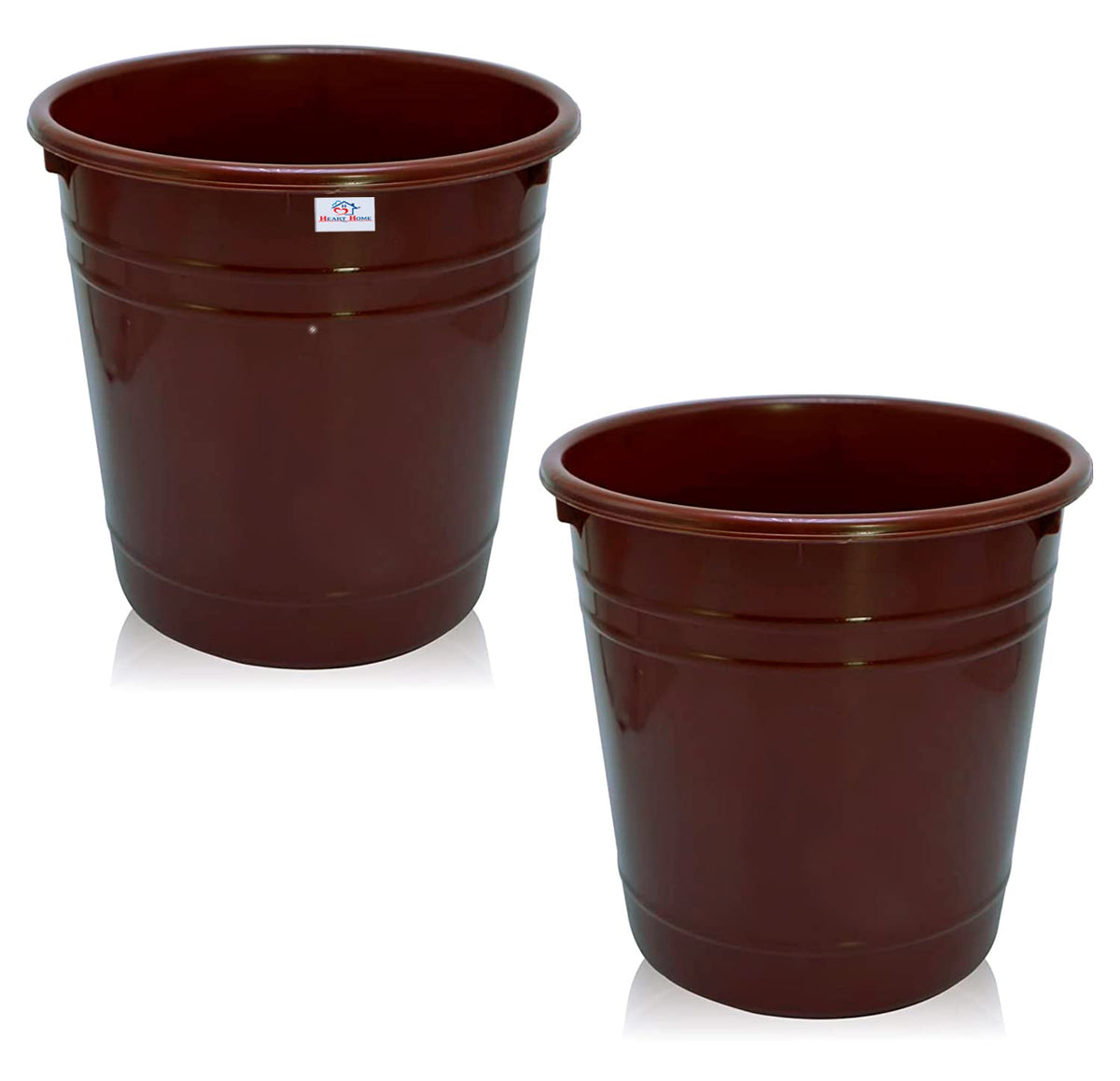 Heart Home Plastic Dustbin|Portable Garbage Basket & Round Trash Can for Home,Kitchen,Office,College,5 Ltr,Pack of 2 (Brown)