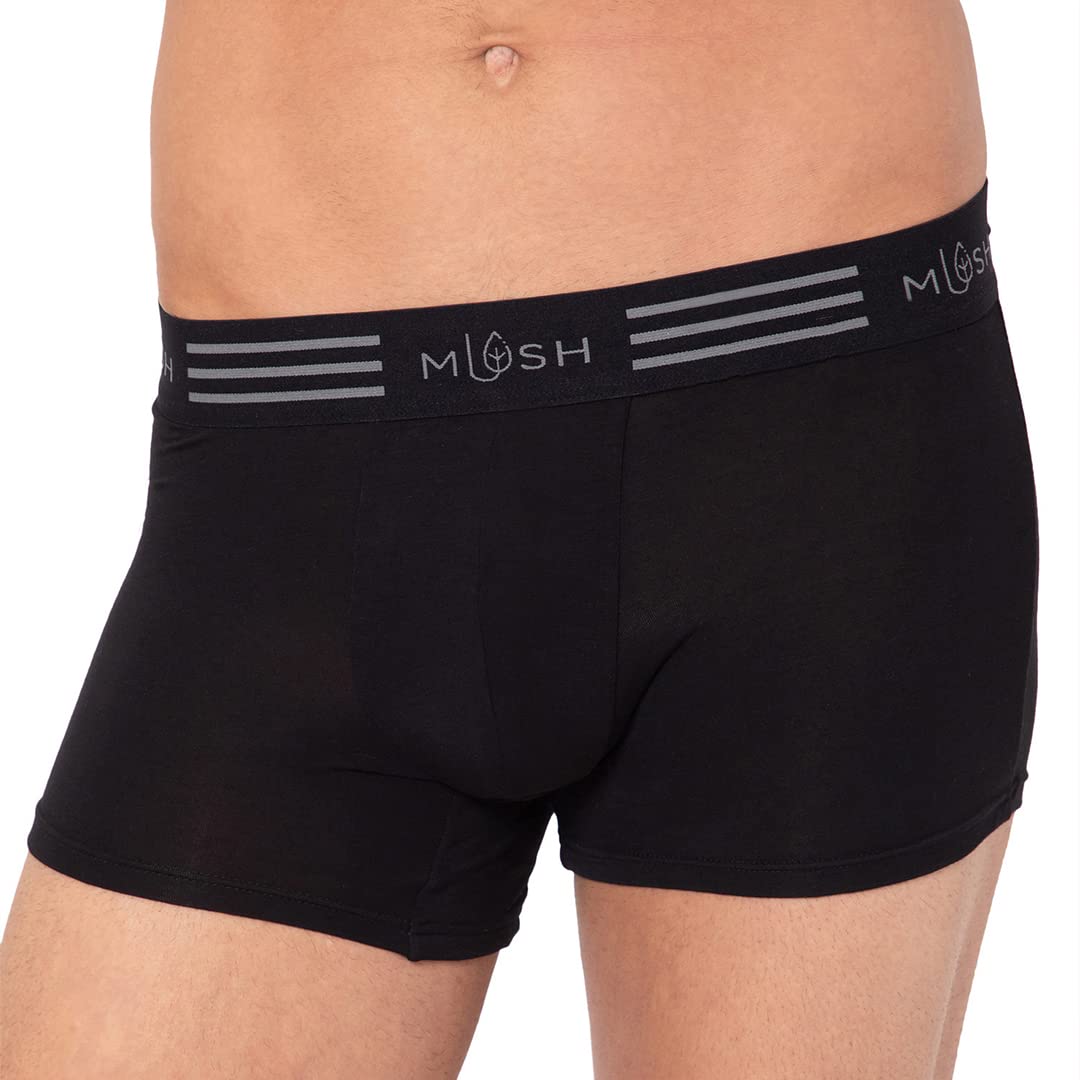 Mush Ultra Soft, Breathable, Feather Light Men's Bamboo Trunk || Naturally Anti-Odor and Anti-Microbial Bamboo Innerwear (L, Black)