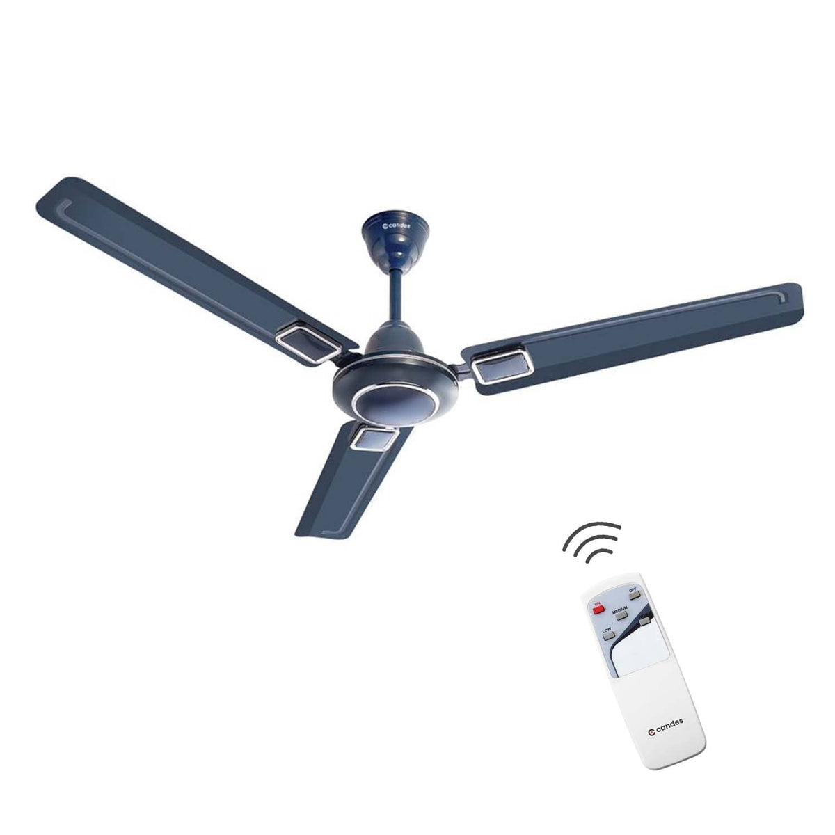 Candes Seltos Ceiling Fans for Home 1200mm / 48 inch with Remote Control | BEE 3 Star Rated, High Air Delivery & Noiseless | Remote Fans for Home Ceiling | 1+1 Years Warranty | Silver Grey