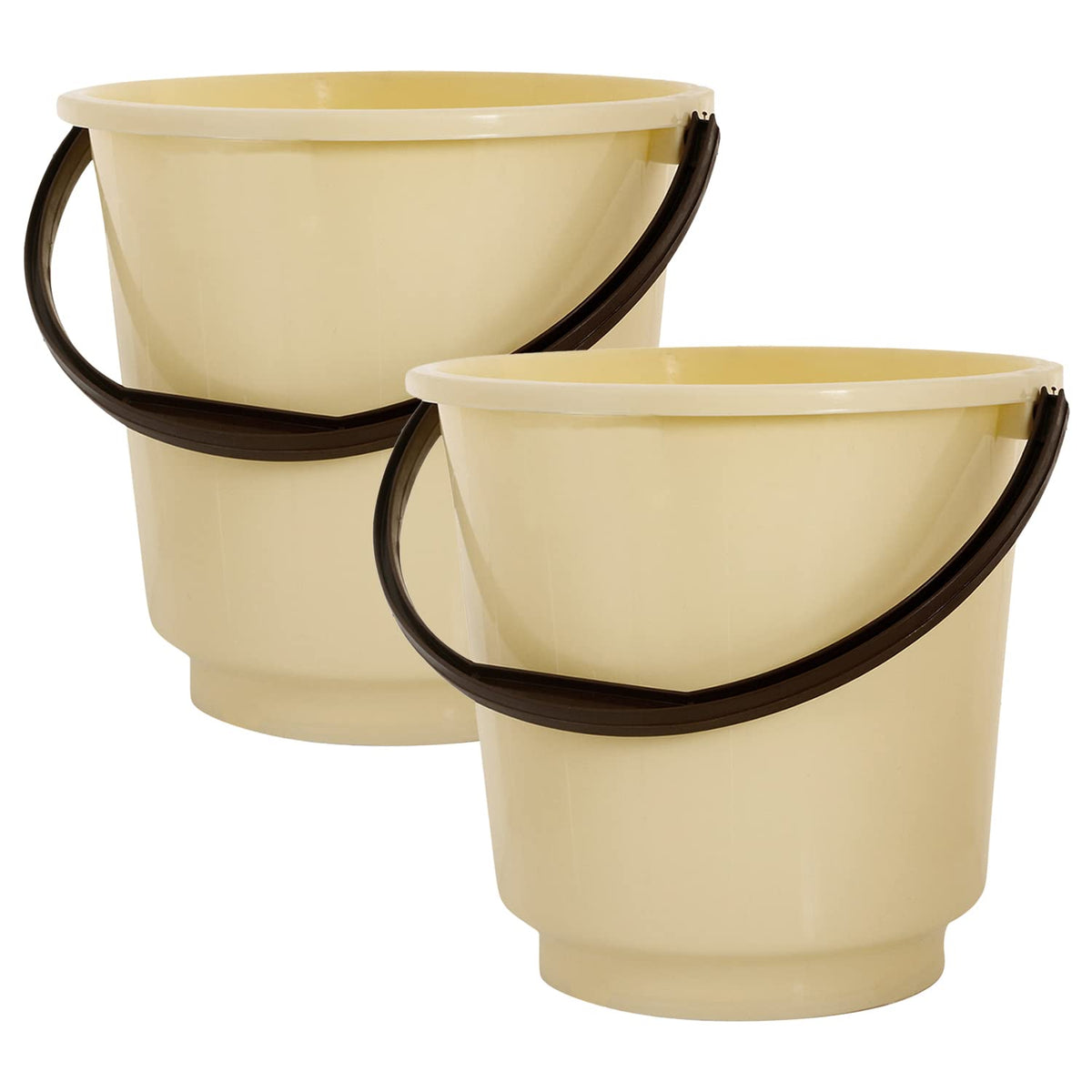 Kuber Industries Bucket|Plastic Bucket for Bathroom|Bucket for Bathing|Unbreakable Bucket with Handle|16 Liter|Pack of 2 (Yellow)