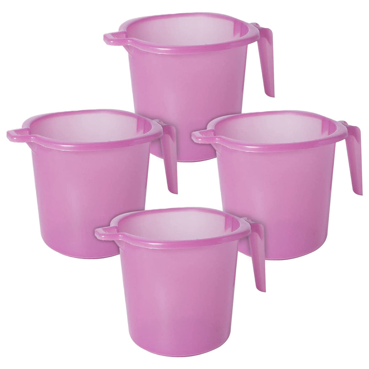 Heart Home Tranasparent Small Multiuses Lightweight, Unbreakable Strong Plastic Bathroom Mug, 1 Litre- Pack of 4 (Pink)-50HH0812