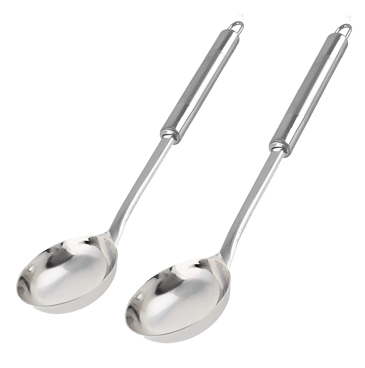 Heart Home Stainless Steel Soup Ladle with Long Handle and Ample Bowl Capacity Perfect for Stirring, Serving Soups and More-Pack of 2 (Silver)