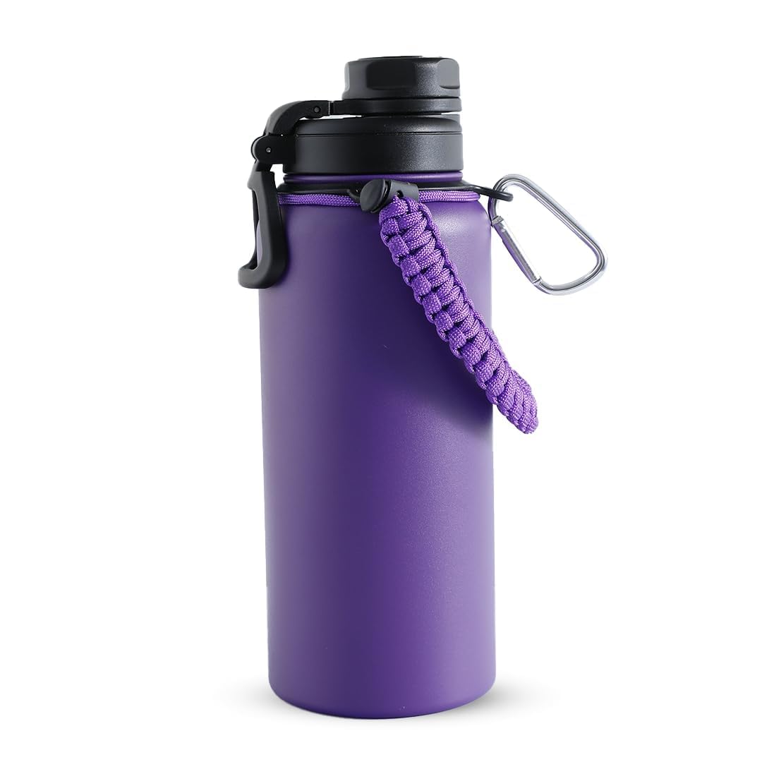 The Better Home Scout Series Insulated Water Bottle 960ml |Thermos Stainless Steel Water Bottle|Vacuum Insulated Flask with Rope & Carabiner|Hot & Cold Water Bottle for Travel & Adventure|Purple