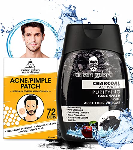 Urbangabru Acne Pimple Patch - Invisible Facial Stickers cover, Pimple/Acne Absorbing Patch (Pimple Patch + Charcoal Face Wash), Pack of 2