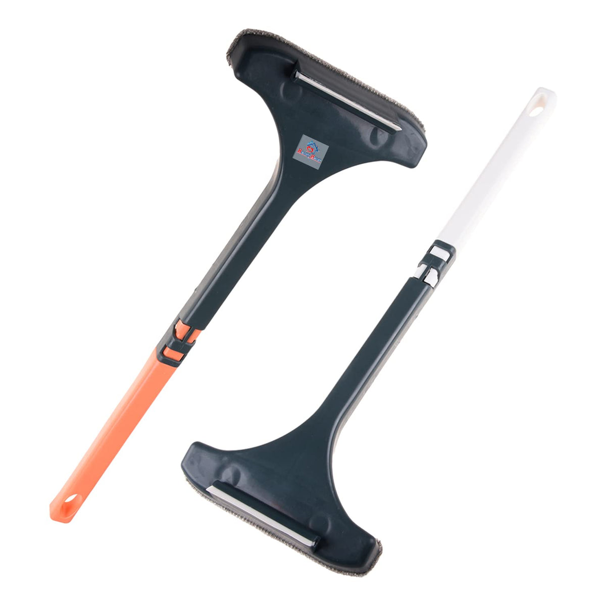 Heart Home Wiper | Plastic 2 In 1 Mesh Cleaning Brush | Window Cleaning Brush with Detachable Handle | Wiper For Glass Cleaning | 3 Pcs Set | Pack of 2 | Multicolor