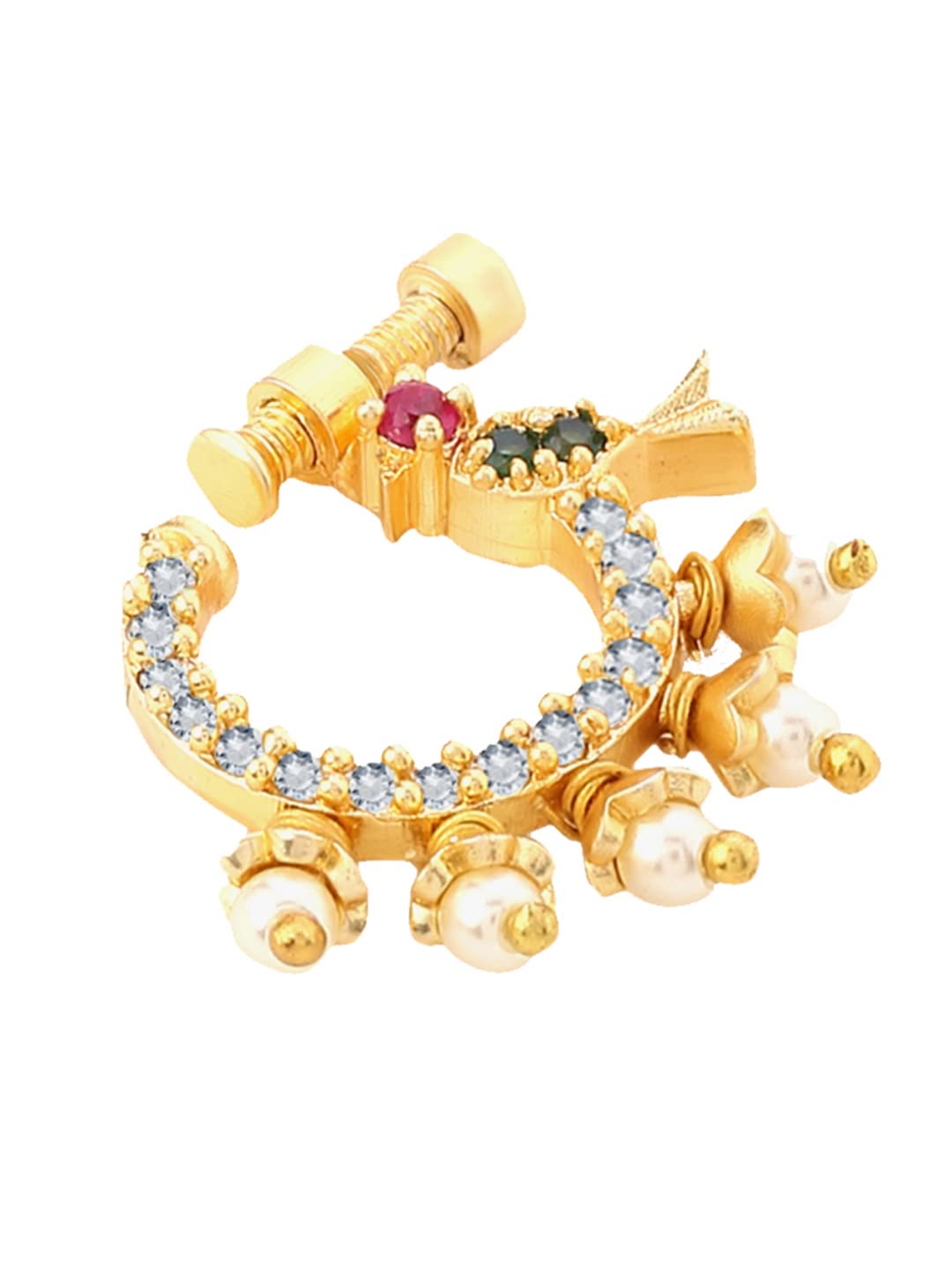 14K Real Gold Dangle Style Indian Women Style Push pin Nose stud – Karizma  Jewels