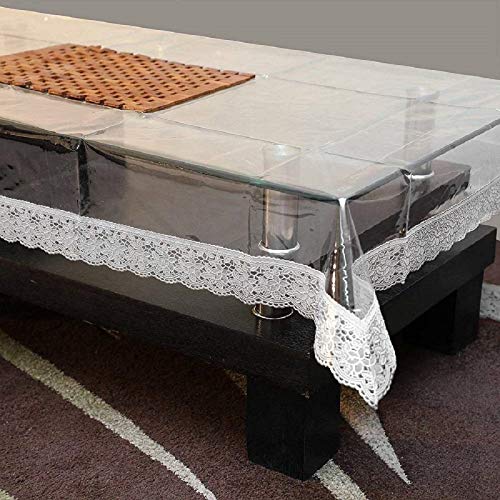 Kuber Industries Waterproof Table Cloth 4 Seater|PVC Center Table Cover|Waterproof Table Sheet|Silver Lace "40x60" Inch (Silver)