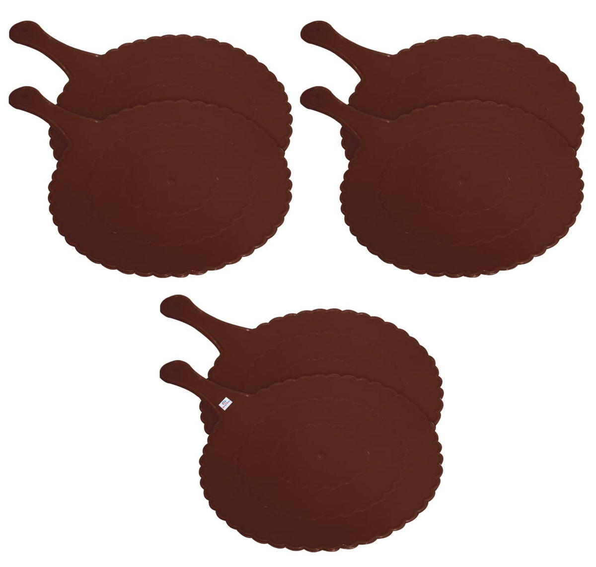Heart Home Plastic Lightweight Handfan|Hath Pankha|Beejna for Natural Cooling Air Home Decor and Travel Useful, Pack of 6 (Brown)