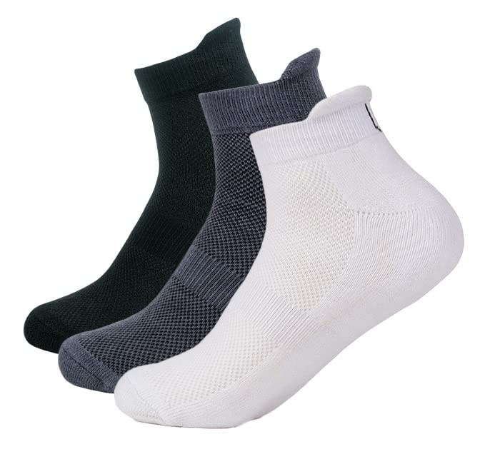 Mush Bamboo Ultra Soft, Anti Odor, Breathable, Anti Blister Ankle Socks for Men & Women for Running, Sports & Gym (Pack of 3) Free Size