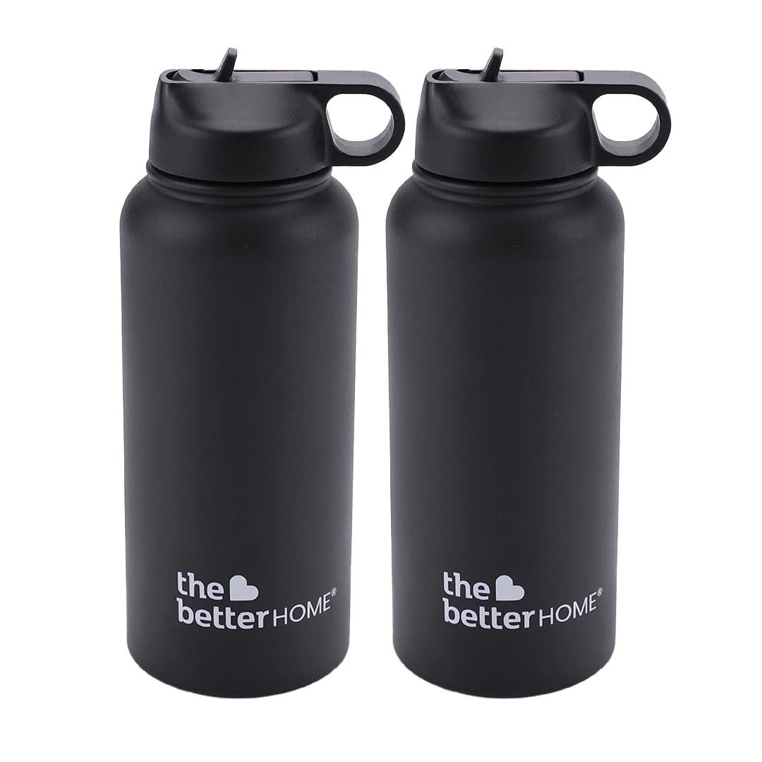 The Better Home 1000 Stainless Steel Insulated Sipper Water Bottle for Adults and Kids 1 Litre (Pack of 2, Green)