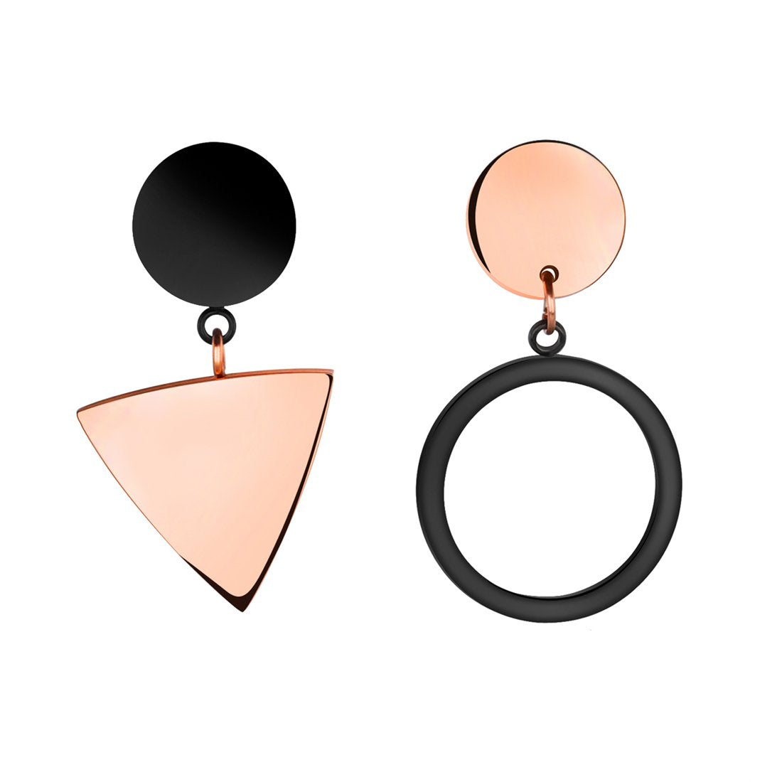 Yellow Chimes Western Style Stainless Steel Never Fading Dual Pattern Designer Earrings for Women & Girls (Rose Gold)