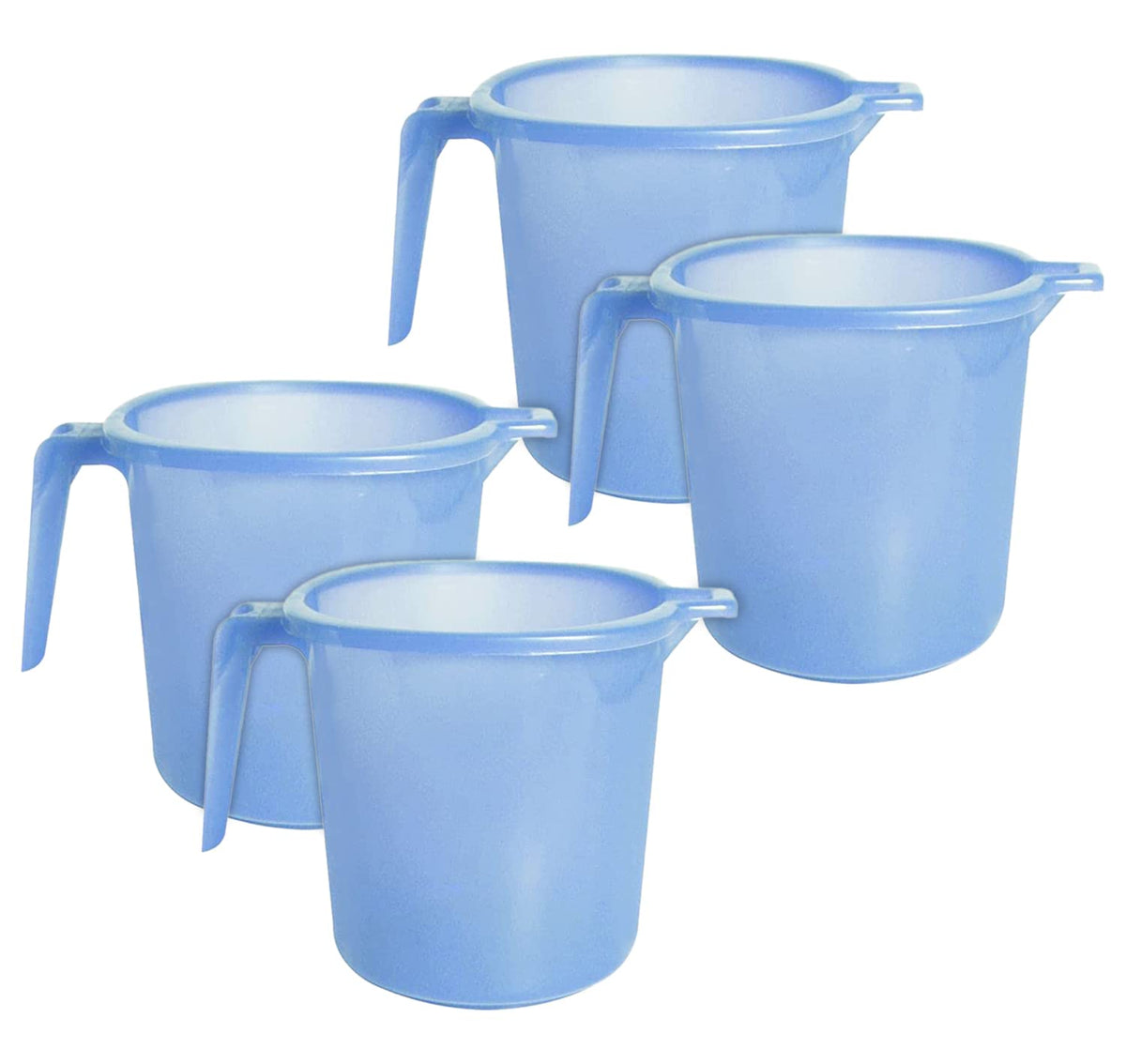 Heart Home Tranasparent Small Plastic Bathroom Mug, 1 Litre- Pack of 4 (Blue)-50HH0817