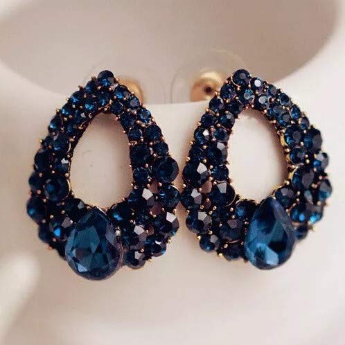 Buy Blue Crystal Fluer Geometric Carved Stud Earrings by Prerto Online at  Aza Fashions.