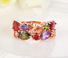 Yellow Chimes Rings for WomenBeautiful Multicolor Ring Swiss Zircon Crystal Studded Ring for Women and Girls. RG 5 7