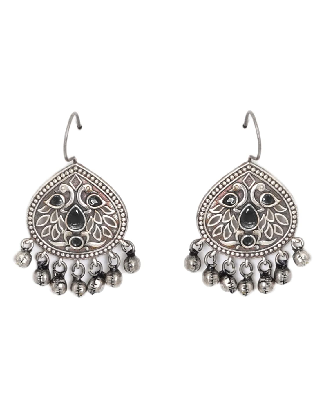Teejh Vanya Silver Oxidised Black Earrings For Women